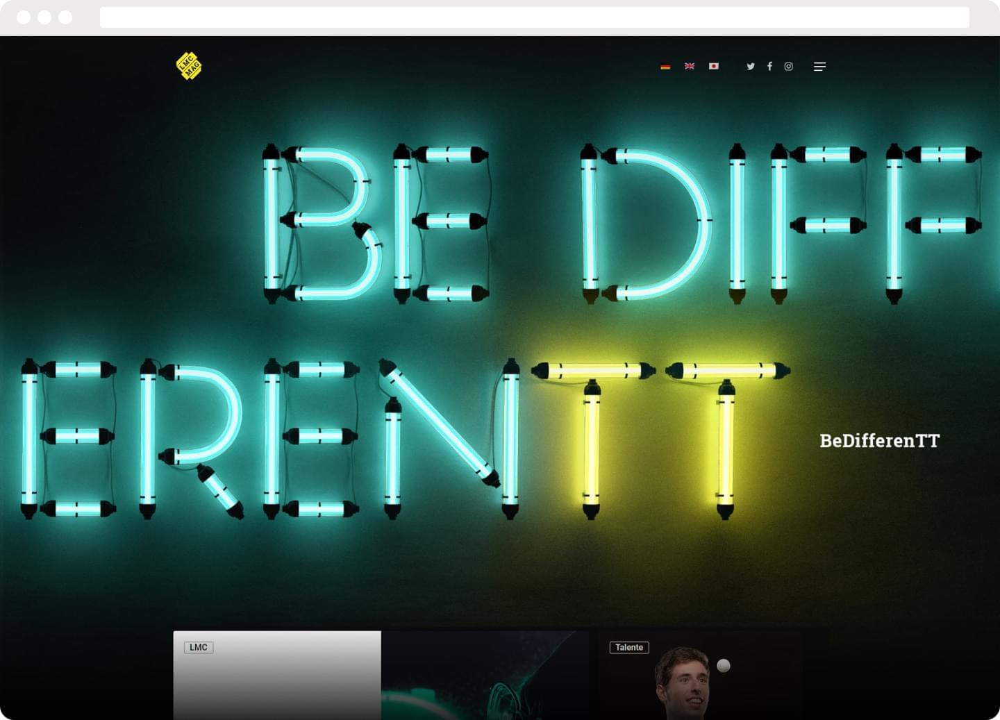 The screenshot shows the website header featuring the keyvsual and a snippet of the masonry grid gallery.